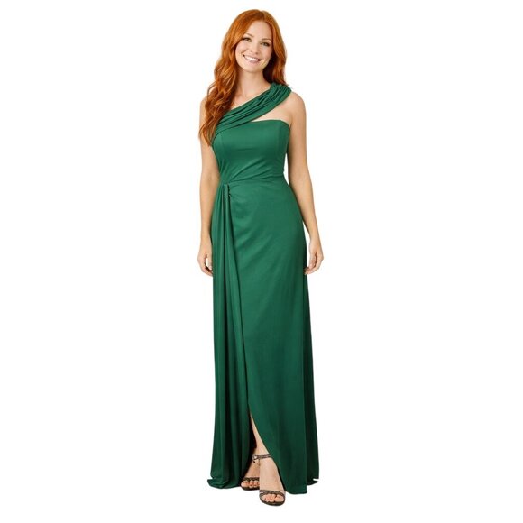 Miss Ord Dresses & Skirts - New Emerald Green Miss Ord Small One-Shoulder Draped Evening Gown Long Sleeve